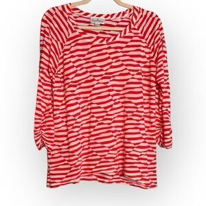 Patchington red & white stripes tunic size medium 3/4 sleeve lightweight